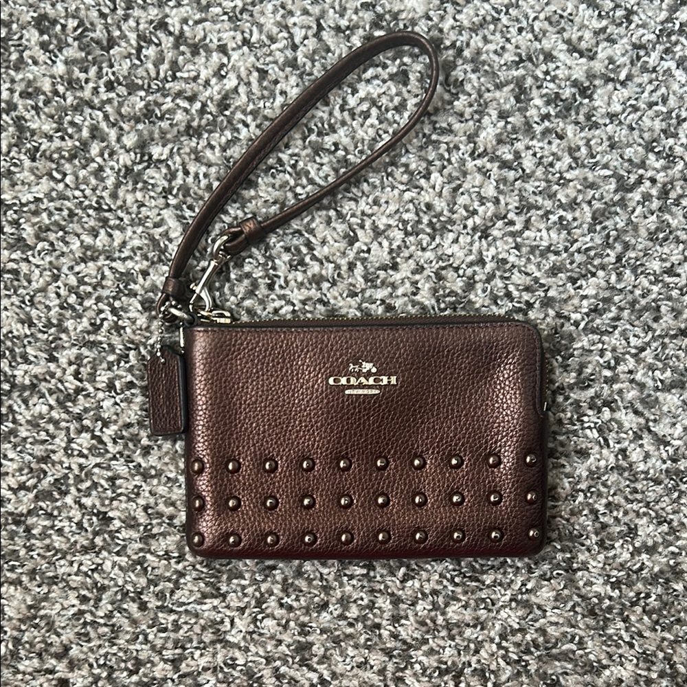 Coach Brown Wristlet Clutch